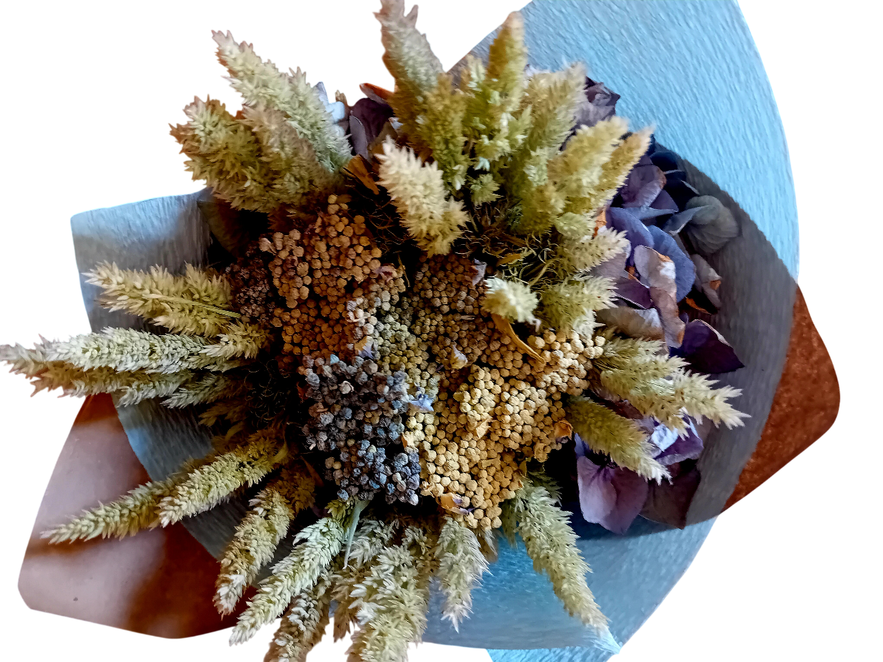 Ramo de flores secas azul hortensia Ramo de flores secas azul hortensia