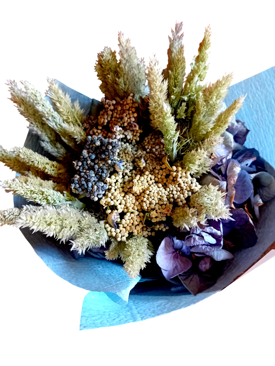 Ramo de flores secas azul hortensia Ramo de flores secas azul hortensia